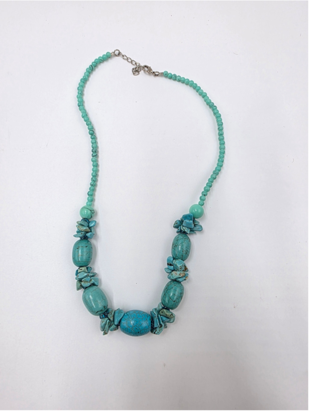 Vintage Turquoise Statement Beaded Necklace – Southwestern Boho Chunky - Picture 3 of 10